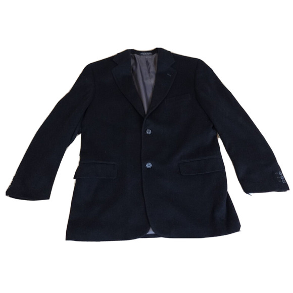 Gianfranco Ruffini Mens 42R Blazer Sports Coat Camel Hair Black Single Breasted - Picture 1 of 16